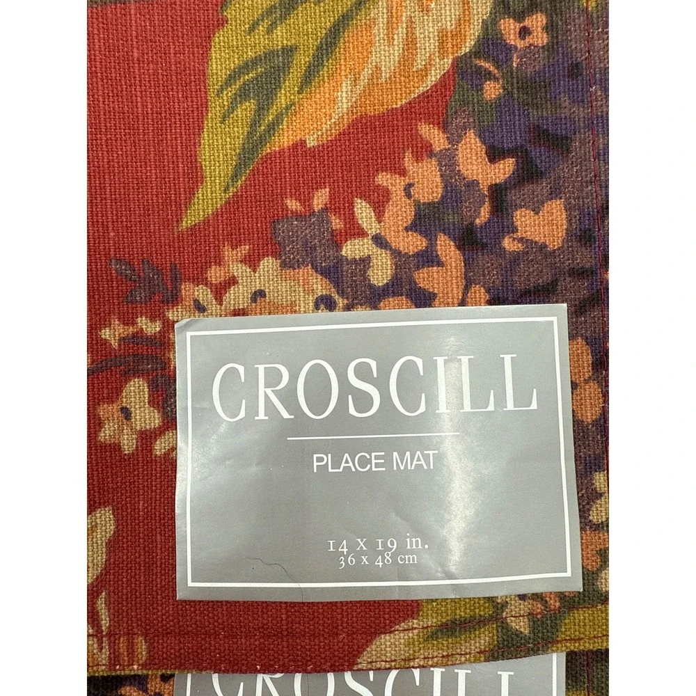 Croscill Floral Red Place Mats 14x19 Napkins Set 20x20‎ Cotton Serena NEW